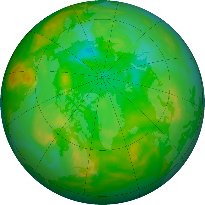 Arctic ozone map for 22 July 1991